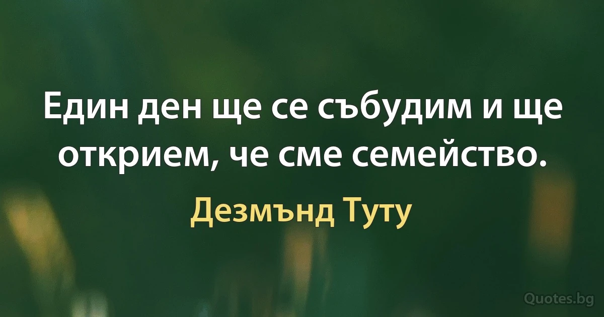 Един ден ще се събудим и ще открием, че сме семейство. (Дезмънд Туту)