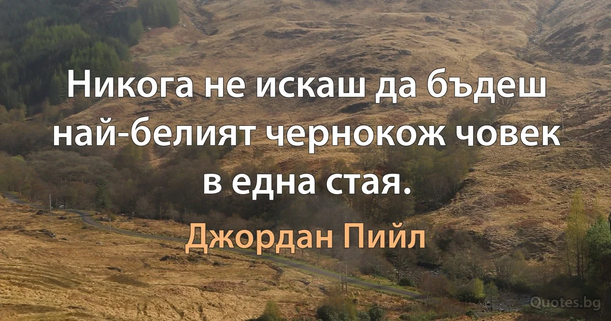 Никога не искаш да бъдеш най-белият чернокож човек в една стая. (Джордан Пийл)