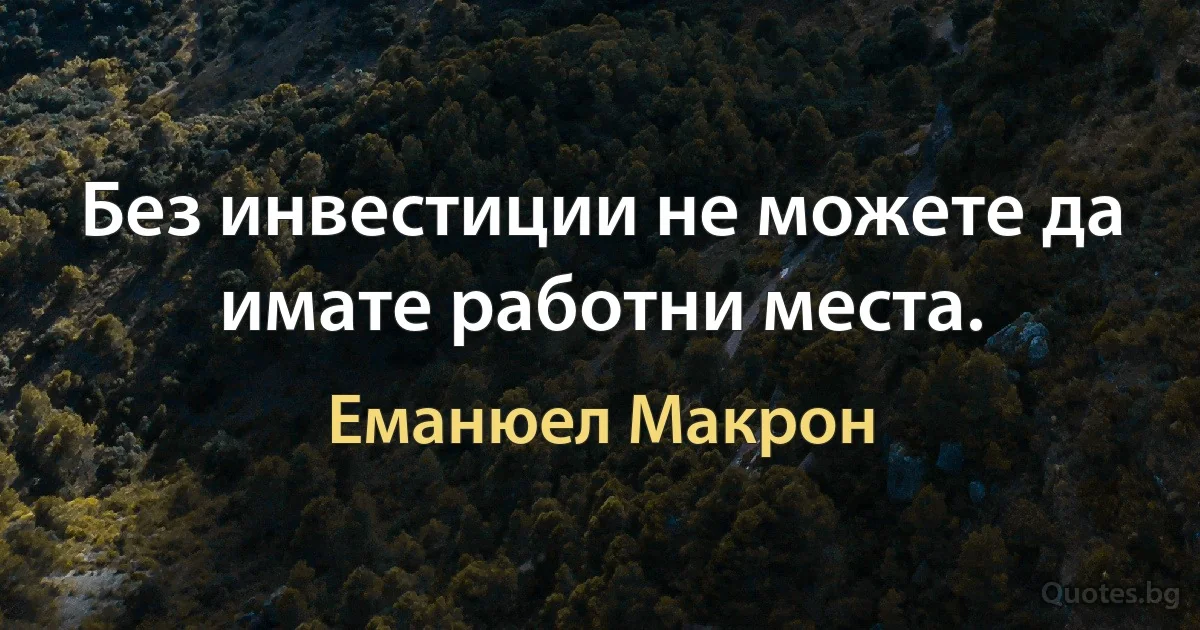 Без инвестиции не можете да имате работни места. (Еманюел Макрон)