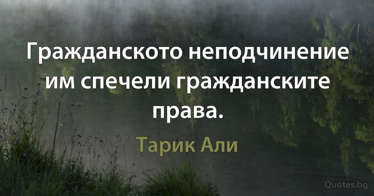 Гражданското неподчинение им спечели гражданските права. (Тарик Али)