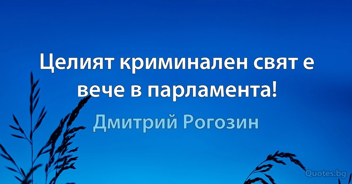 Целият криминален свят е вече в парламента! (Дмитрий Рогозин)