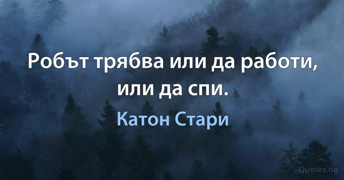 Робът трябва или да работи, или да спи. (Катон Стари)