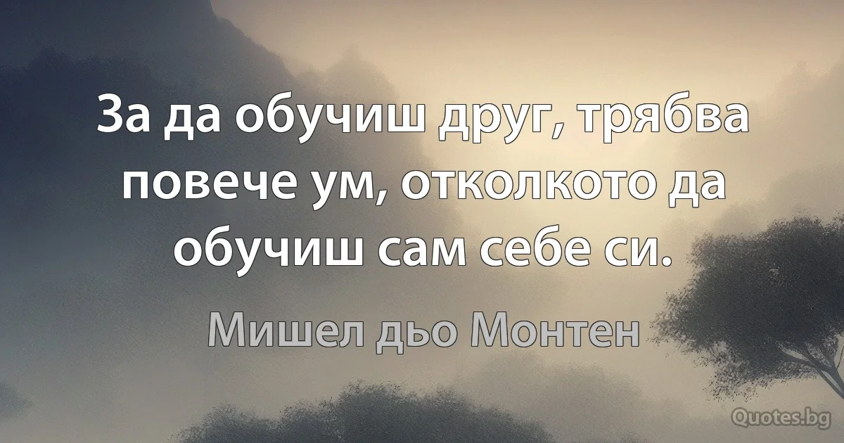 За да обучиш друг, трябва повече ум, отколкото да обучиш сам себе си. (Мишел дьо Монтен)