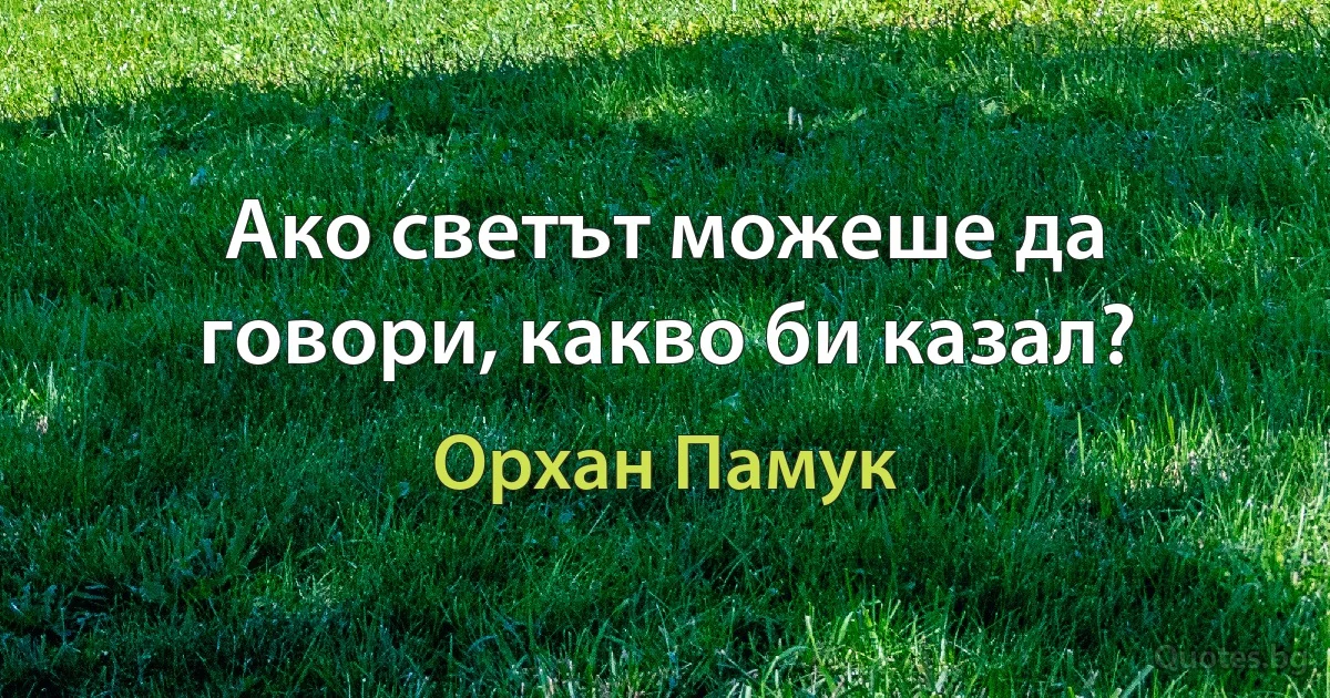 Ако светът можеше да говори, какво би казал? (Орхан Памук)