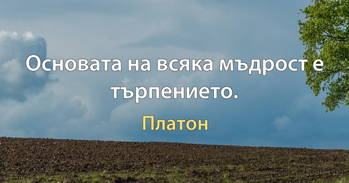 Основата на всяка мъдрост е търпението. (Платон)