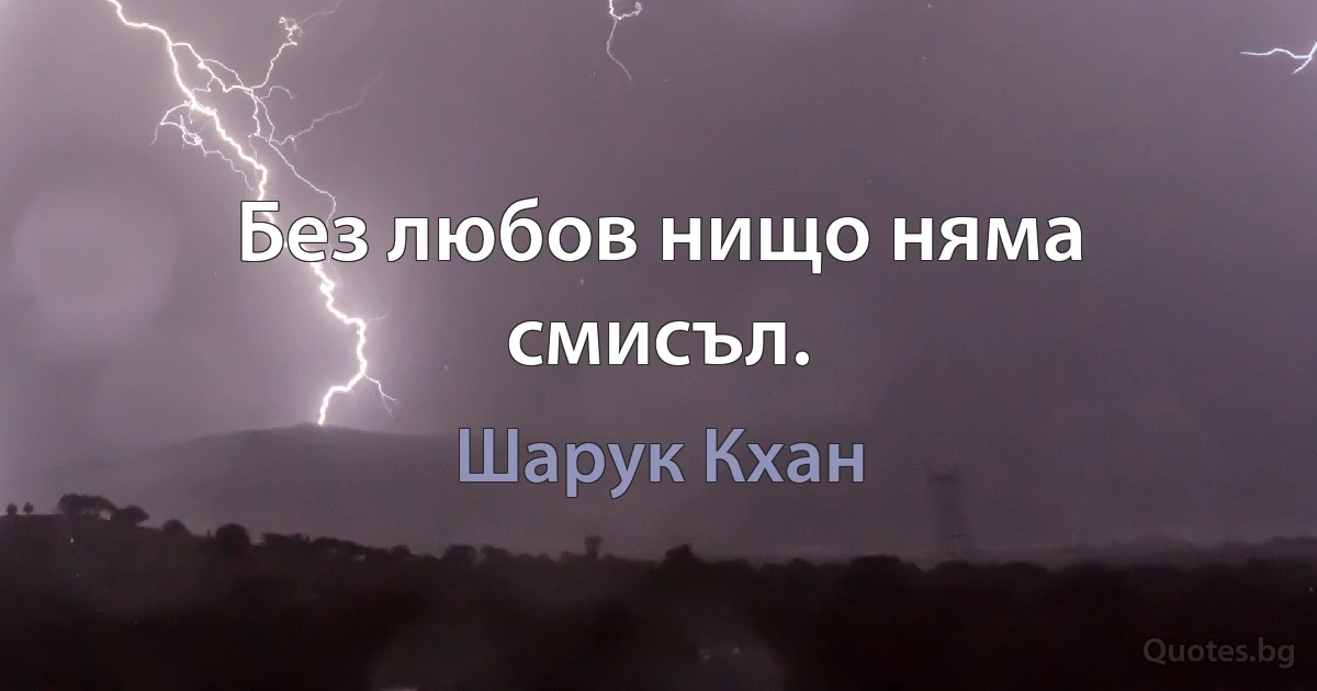 Без любов нищо няма смисъл. (Шарук Кхан)