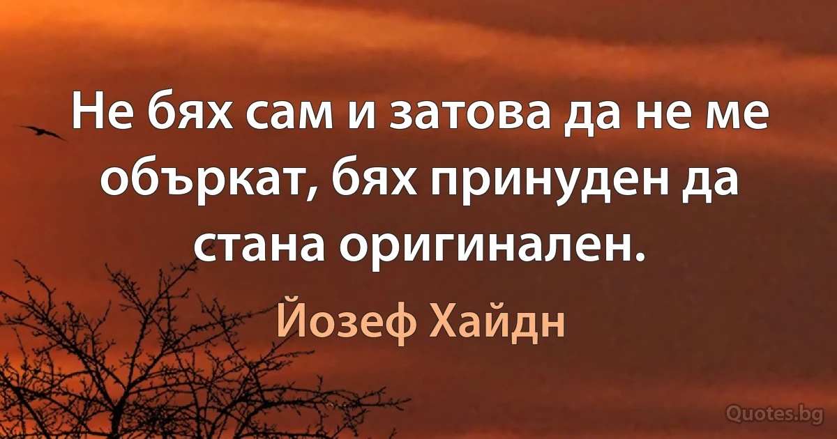 Не бях сам и затова да не ме объркат, бях принуден да стана оригинален. (Йозеф Хайдн)