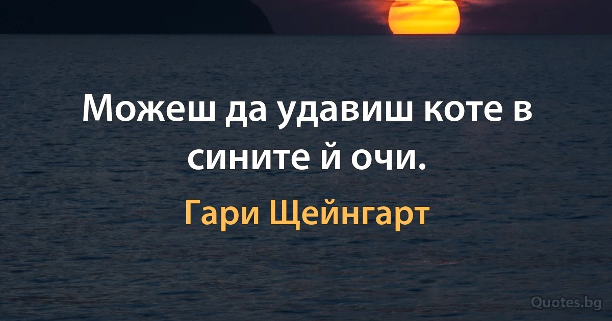 Можеш да удавиш коте в сините й очи. (Гари Щейнгарт)