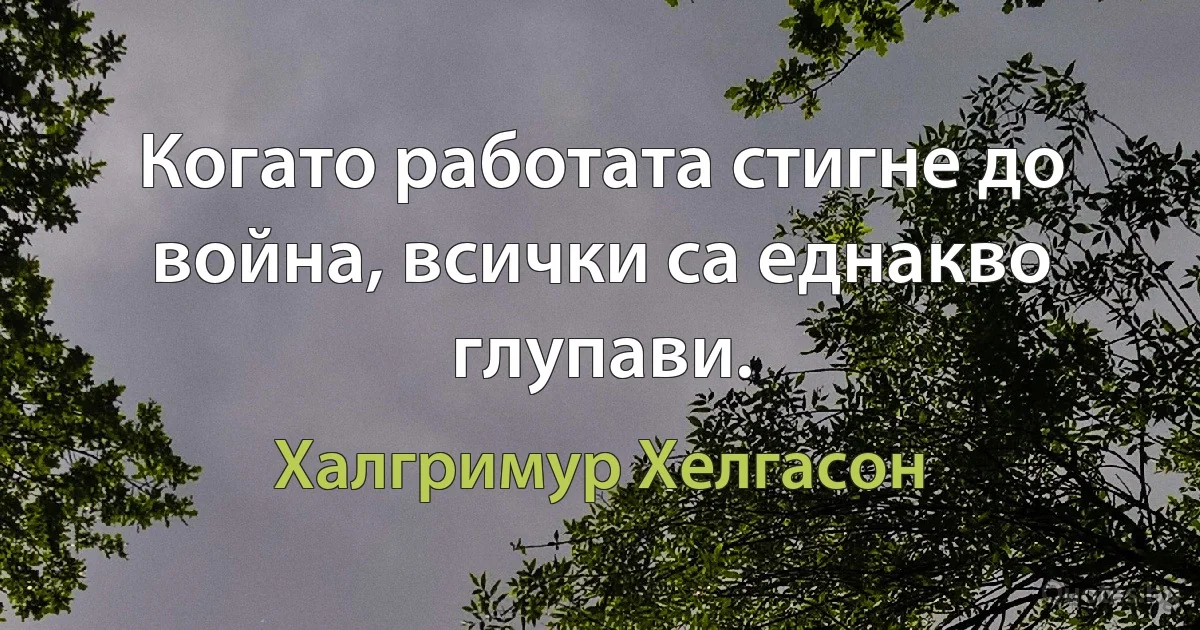 Когато работата стигне до война, всички са еднакво глупави. (Халгримур Хелгасон)