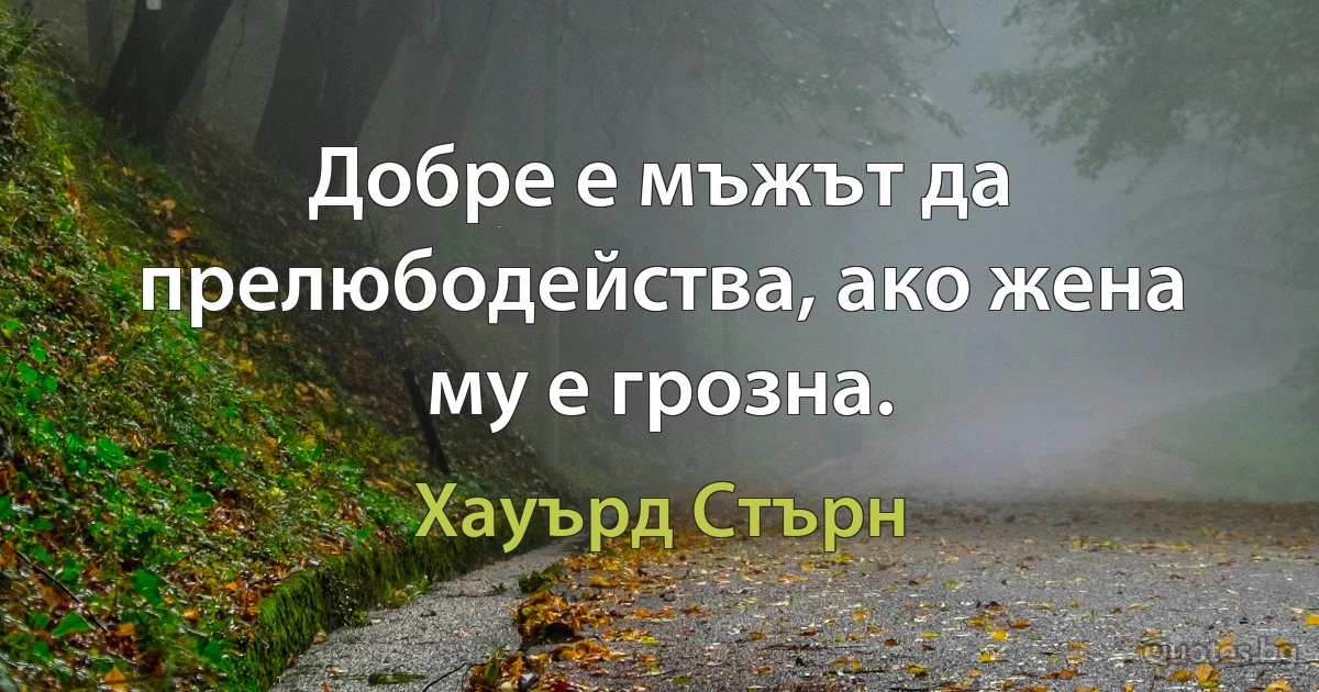 Добре е мъжът да прелюбодейства, ако жена му е грозна. (Хауърд Стърн)