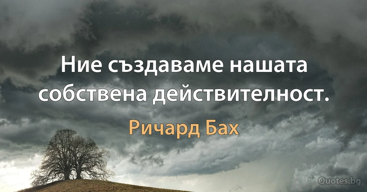 Ние създаваме нашата собствена действителност. (Ричард Бах)