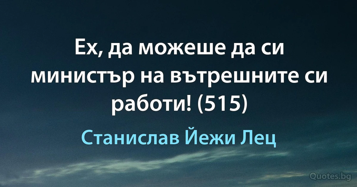 Ех, да можеше да си министър на вътрешните си работи! (515) (Станислав Йежи Лец)