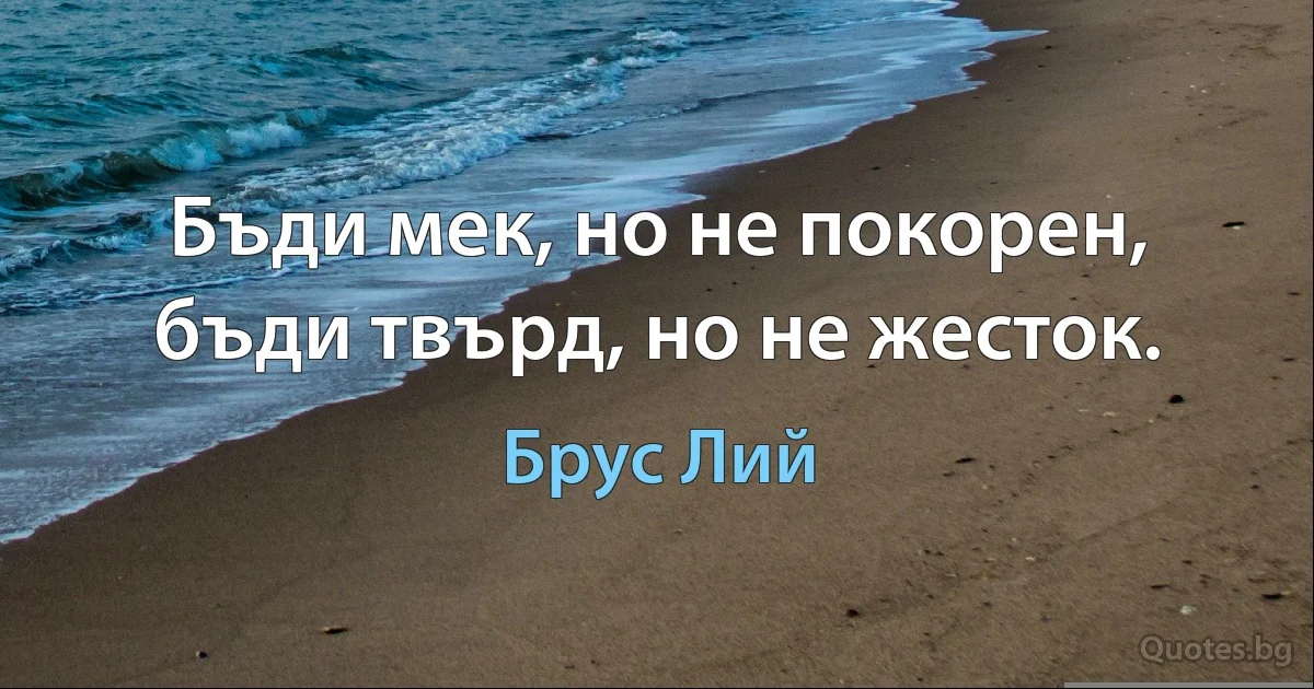 Бъди мек, но не покорен, бъди твърд, но не жесток. (Брус Лий)