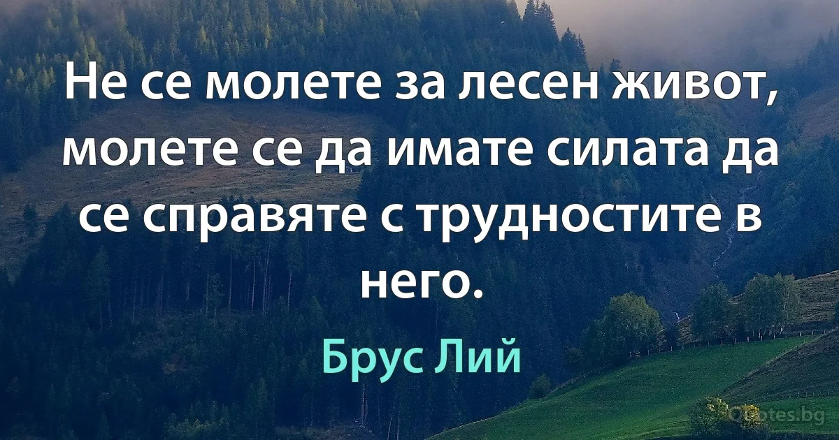 Не се молете за лесен живот, молете се да имате силата да се справяте с трудностите в него. (Брус Лий)