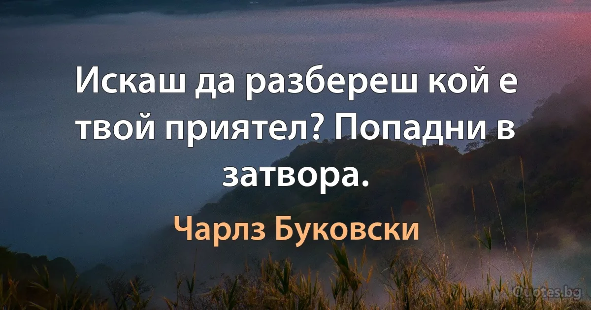 Искаш да разбереш кой е твой приятел? Попадни в затвора. (Чарлз Буковски)