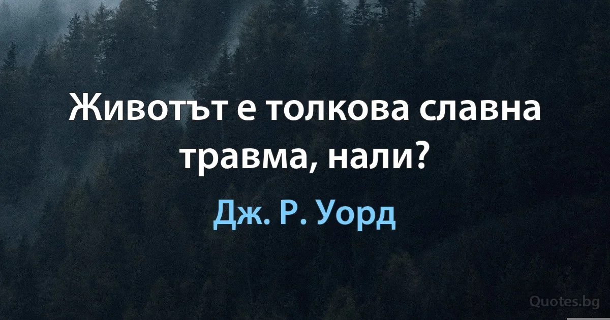 Животът е толкова славна травма, нали? (Дж. Р. Уорд)