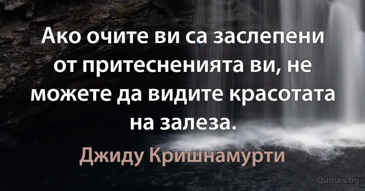 Ако очите ви са заслепени от притесненията ви, не можете да видите красотата на залеза. (Джиду Кришнамурти)