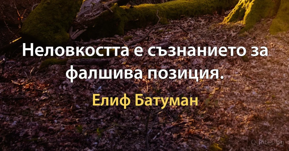 Неловкостта е съзнанието за фалшива позиция. (Елиф Батуман)