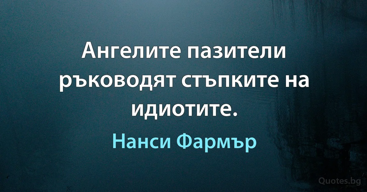 Ангелите пазители ръководят стъпките на идиотите. (Нанси Фармър)