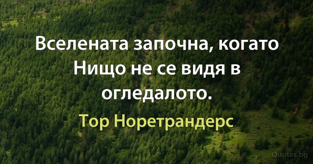 Вселената започна, когато Нищо не се видя в огледалото. (Тор Норетрандерс)