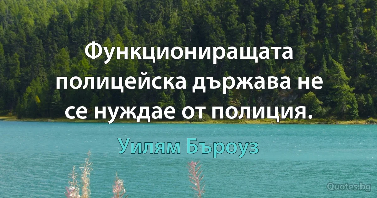 Функциониращата полицейска държава не се нуждае от полиция. (Уилям Бъроуз)