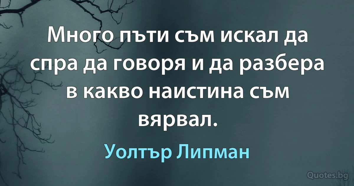 Много пъти съм искал да спра да говоря и да разбера в какво наистина съм вярвал. (Уолтър Липман)