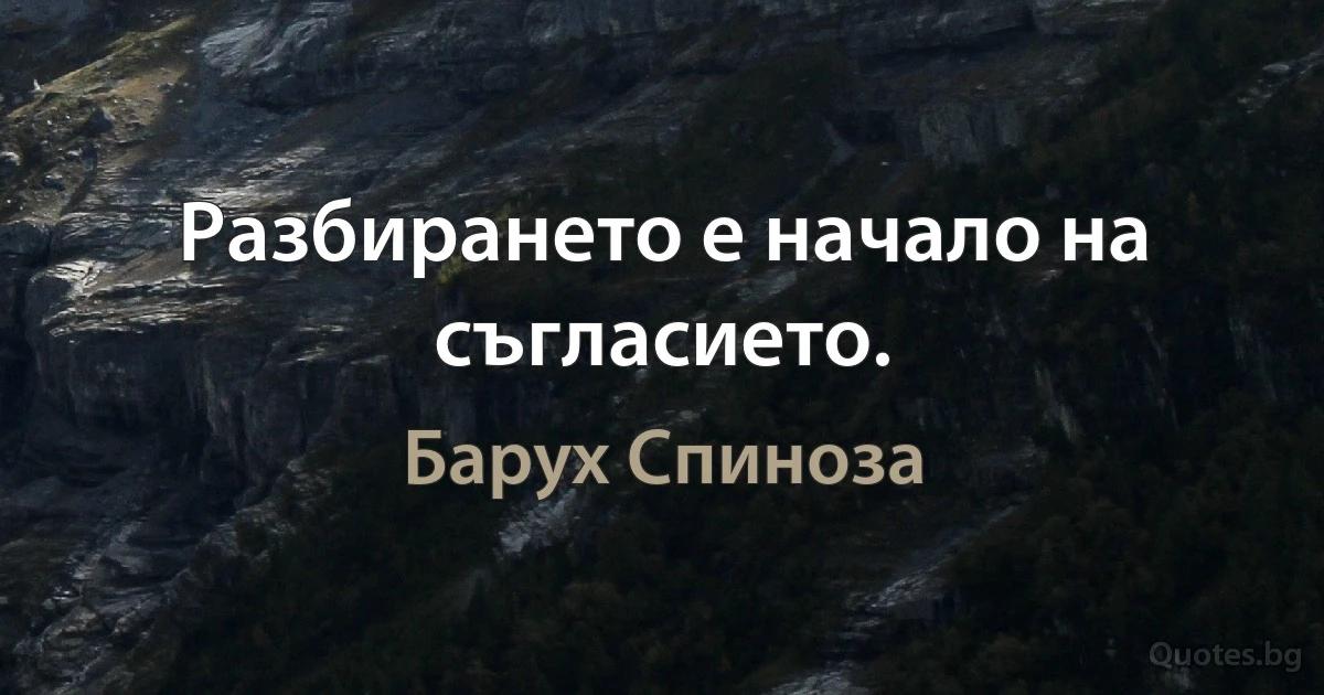 Разбирането е начало на съгласието. (Барух Спиноза)