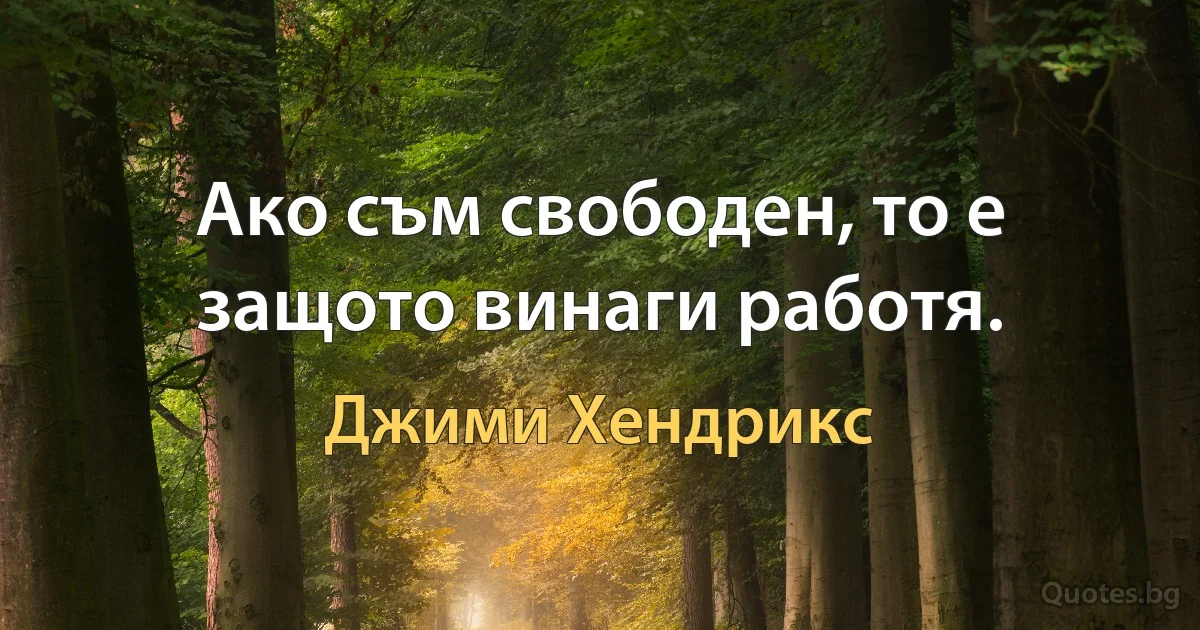 Ако съм свободен, то е защото винаги работя. (Джими Хендрикс)