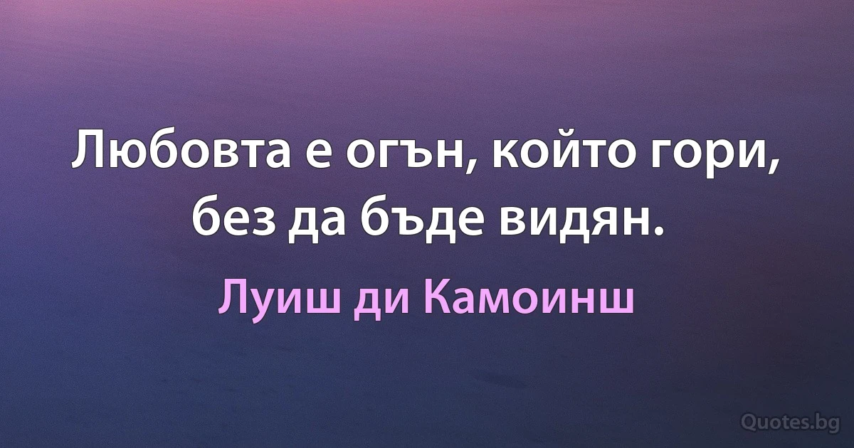 Любовта е огън, който гори, без да бъде видян. (Луиш ди Камоинш)