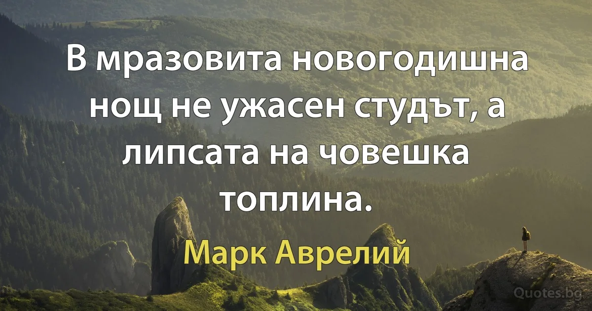 В мразовита новогодишна нощ не ужасен студът, а липсата на човешка топлина. (Марк Аврелий)