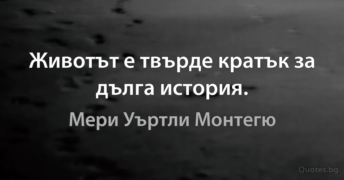 Животът е твърде кратък за дълга история. (Мери Уъртли Монтегю)