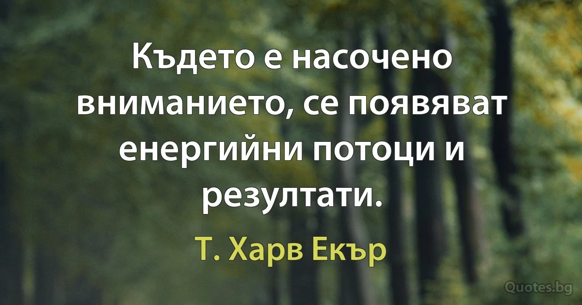 Където е насочено вниманието, се появяват енергийни потоци и резултати. (Т. Харв Екър)