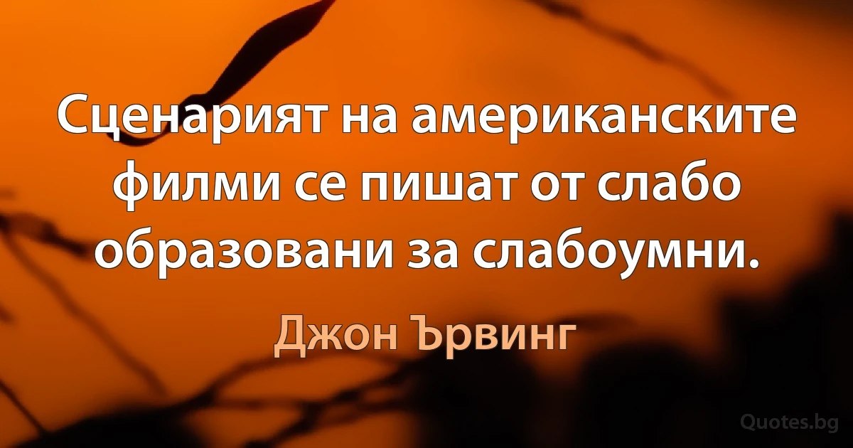 Сценарият на американските филми се пишат от слабо образовани за слабоумни. (Джон Ървинг)