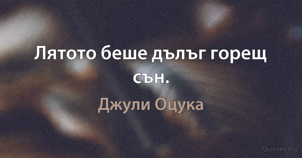 Лятото беше дълъг горещ сън. (Джули Оцука)