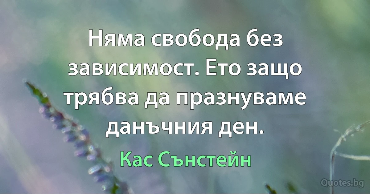 Няма свобода без зависимост. Ето защо трябва да празнуваме данъчния ден. (Кас Сънстейн)