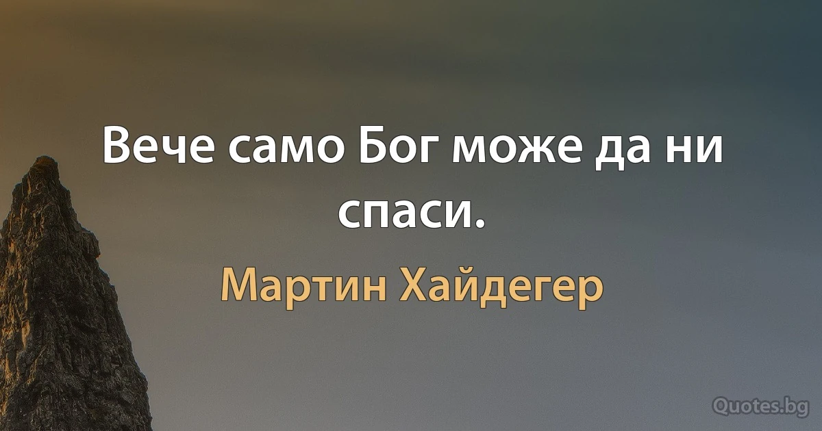 Вече само Бог може да ни спаси. (Мартин Хайдегер)