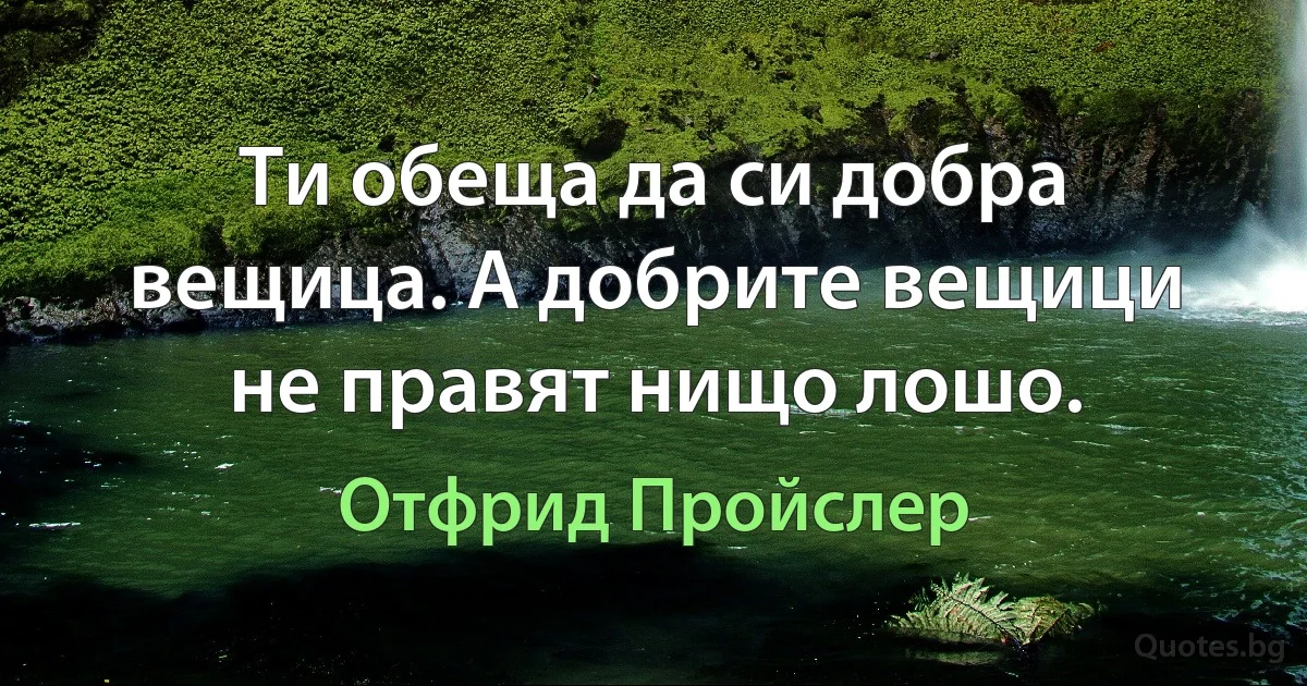 Ти обеща да си добра вещица. А добрите вещици не правят нищо лошо. (Отфрид Пройслер)