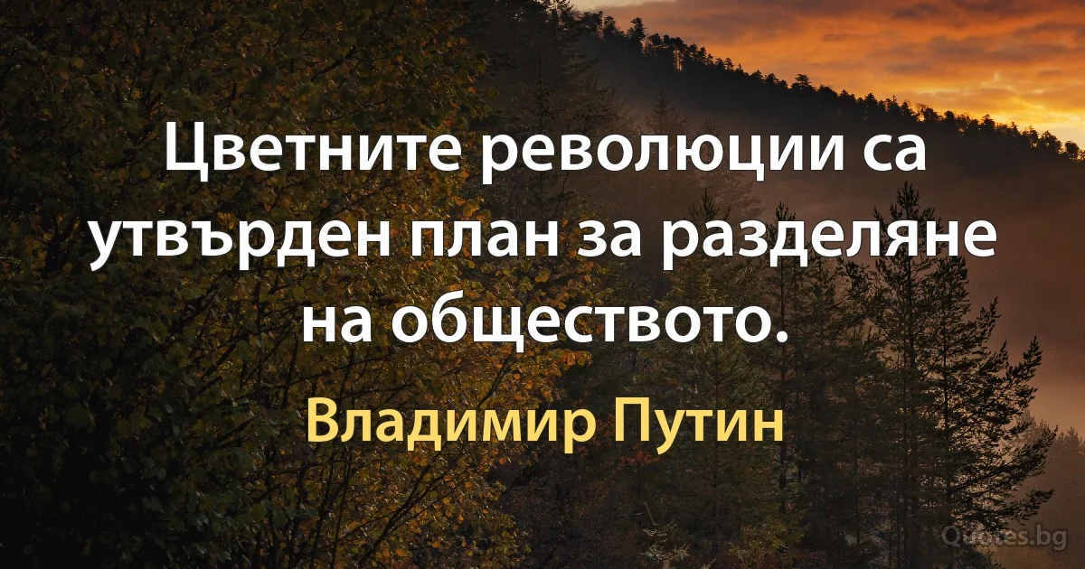 Цветните революции са утвърден план за разделяне на обществото. (Владимир Путин)