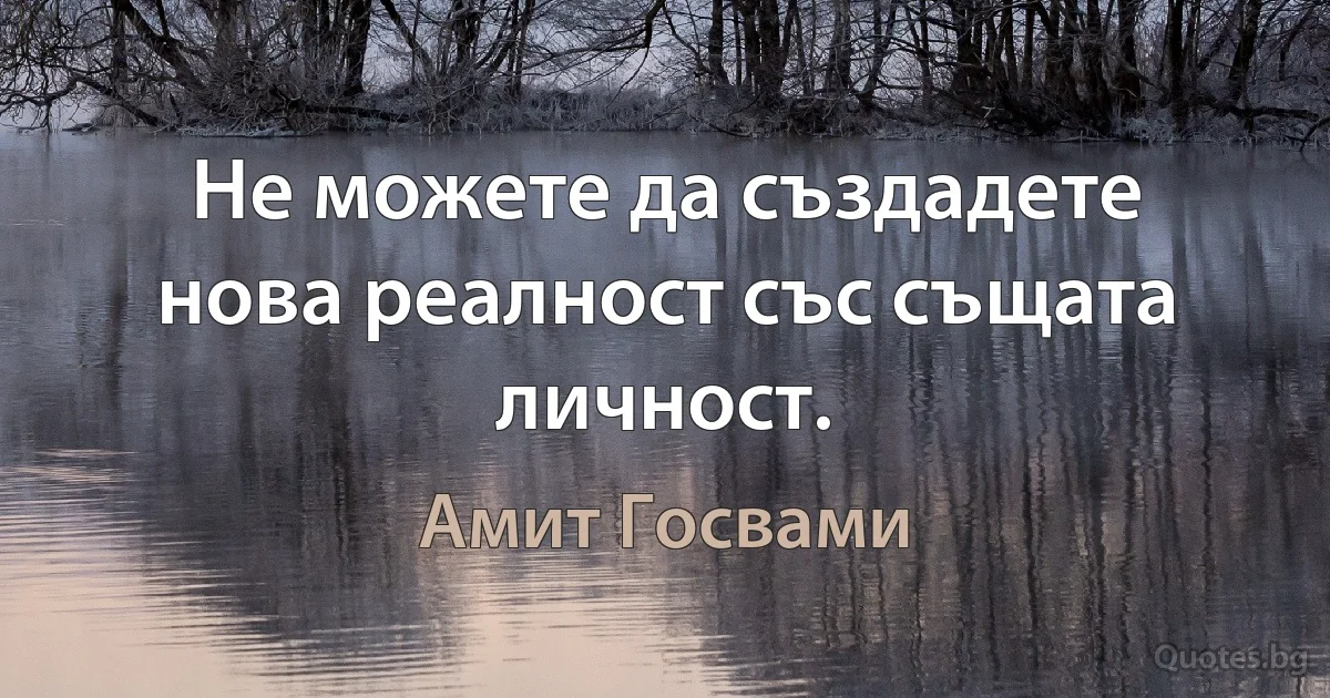 Не можете да създадете нова реалност със същата личност. (Амит Госвами)