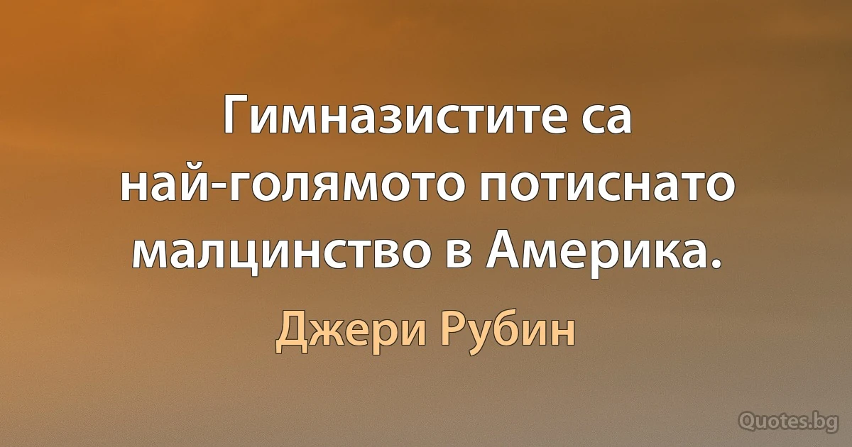 Гимназистите са най-голямото потиснато малцинство в Америка. (Джери Рубин)