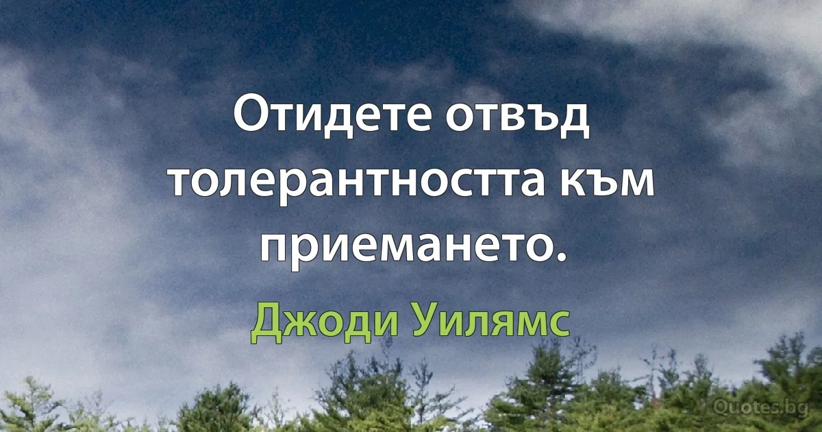 Отидете отвъд толерантността към приемането. (Джоди Уилямс)