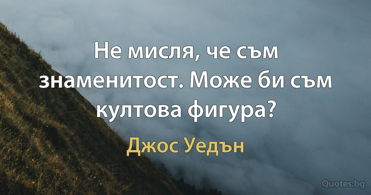 Не мисля, че съм знаменитост. Може би съм култова фигура? (Джос Уедън)