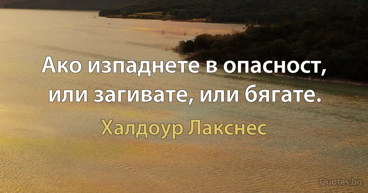 Ако изпаднете в опасност, или загивате, или бягате. (Халдоур Лакснес)