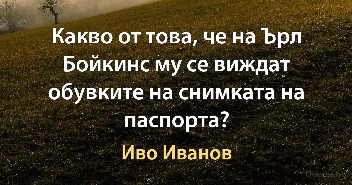 Какво от това, че на Ърл Бойкинс му се виждат обувките на снимката на паспорта? (Иво Иванов)