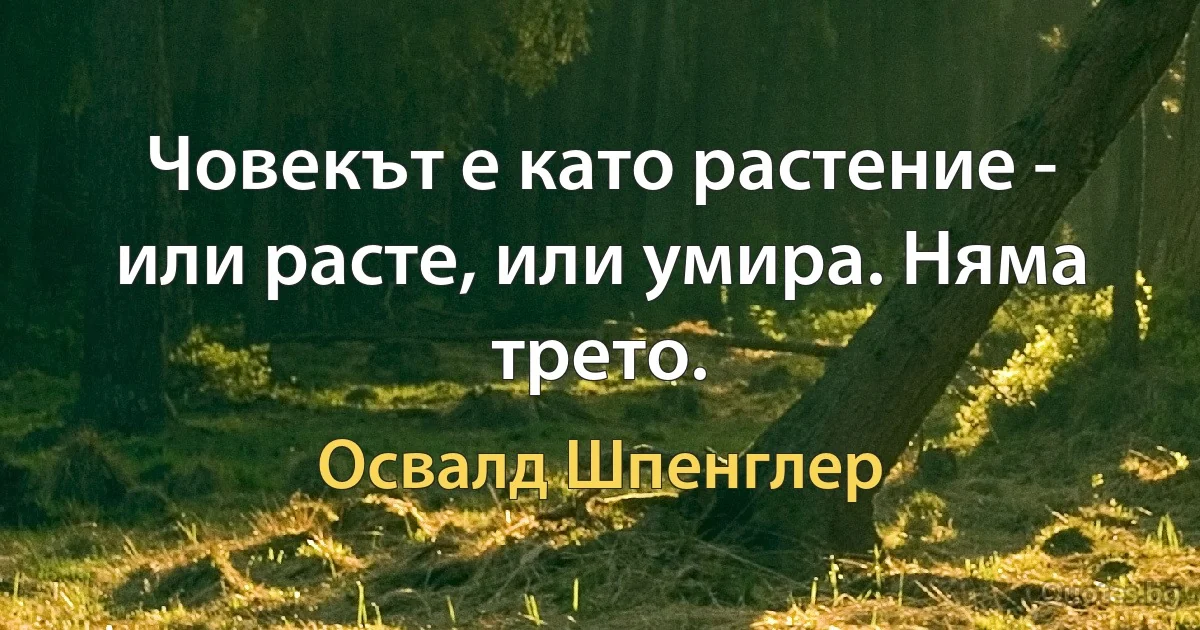 Човекът е като растение - или расте, или умира. Няма трето. (Освалд Шпенглер)