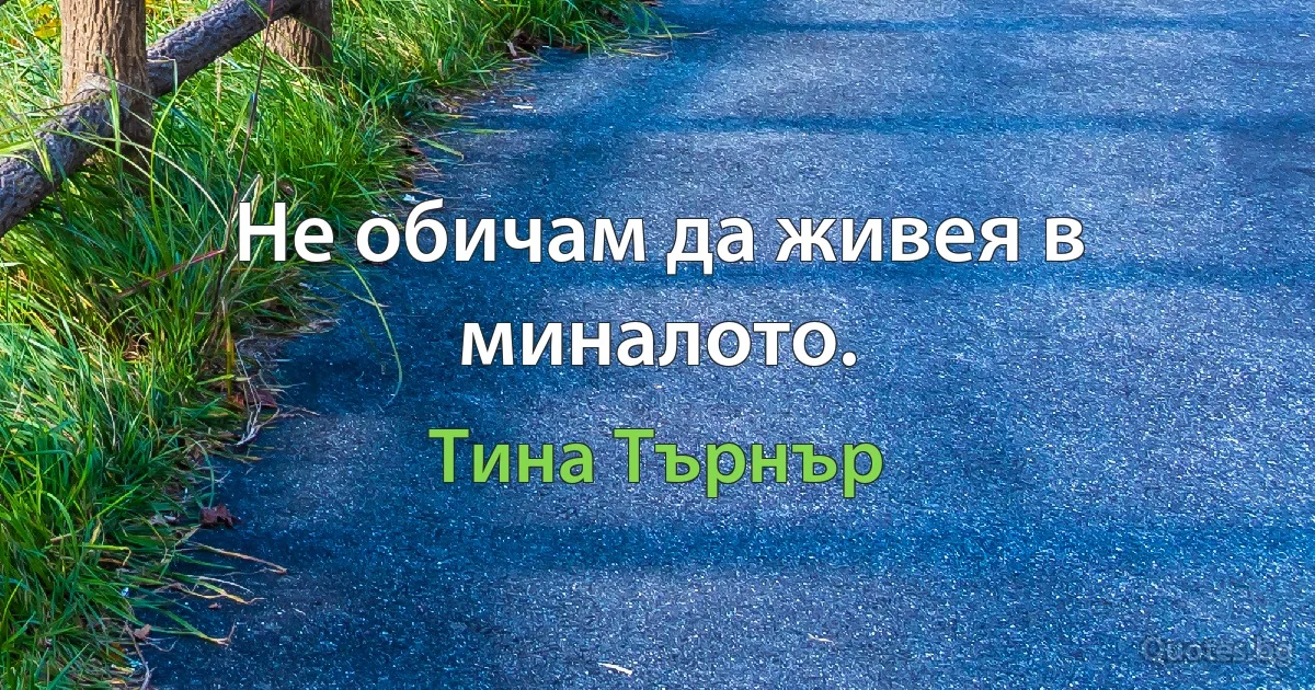 Не обичам да живея в миналото. (Тина Търнър)