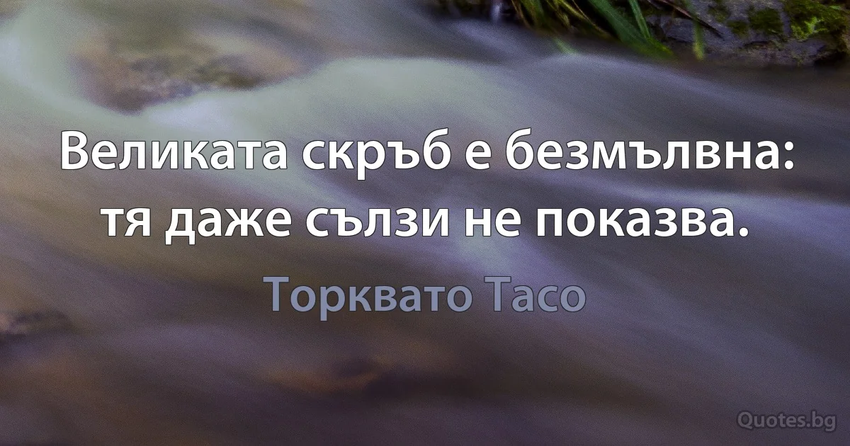 Великата скръб е безмълвна: тя даже сълзи не показва. (Торквато Тасо)