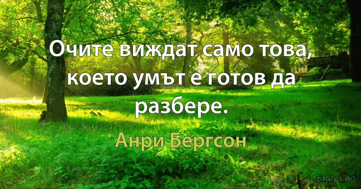 Очите виждат само това, което умът е готов да разбере. (Анри Бергсон)