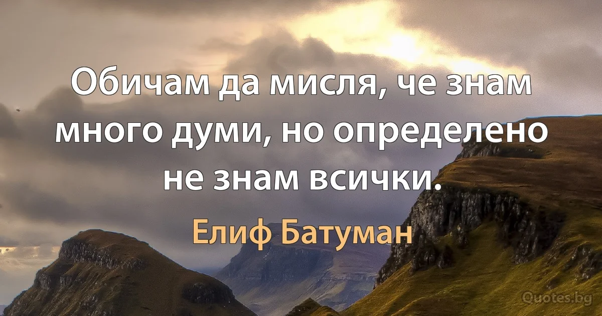 Обичам да мисля, че знам много думи, но определено не знам всички. (Елиф Батуман)