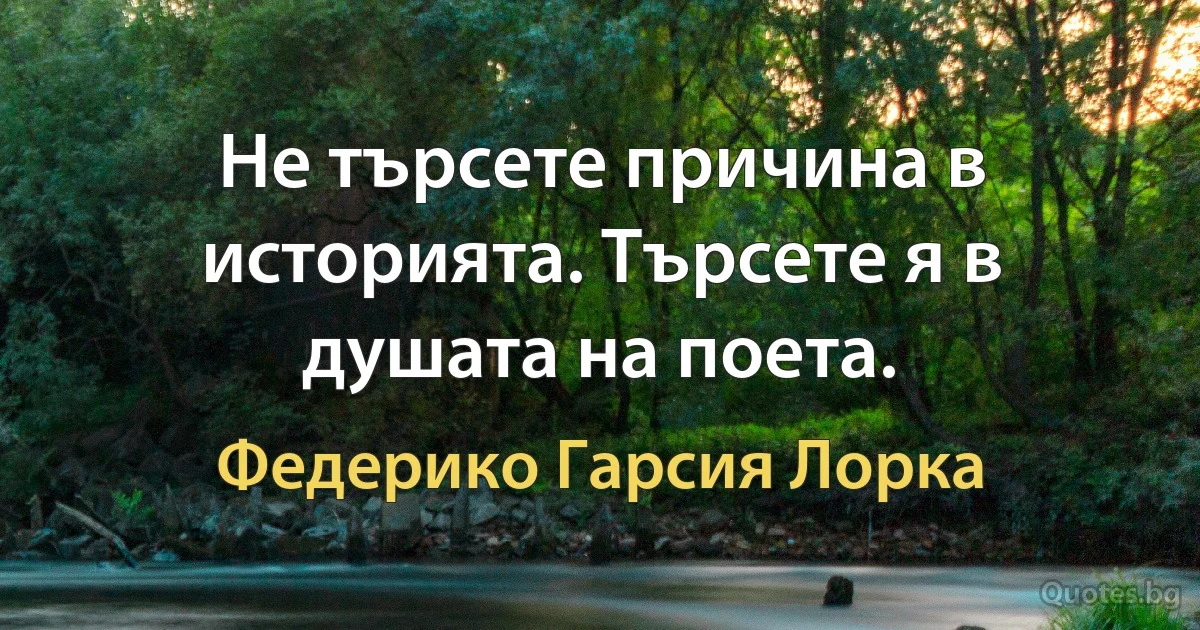 Не търсете причина в историята. Търсете я в душата на поета. (Федерико Гарсия Лорка)